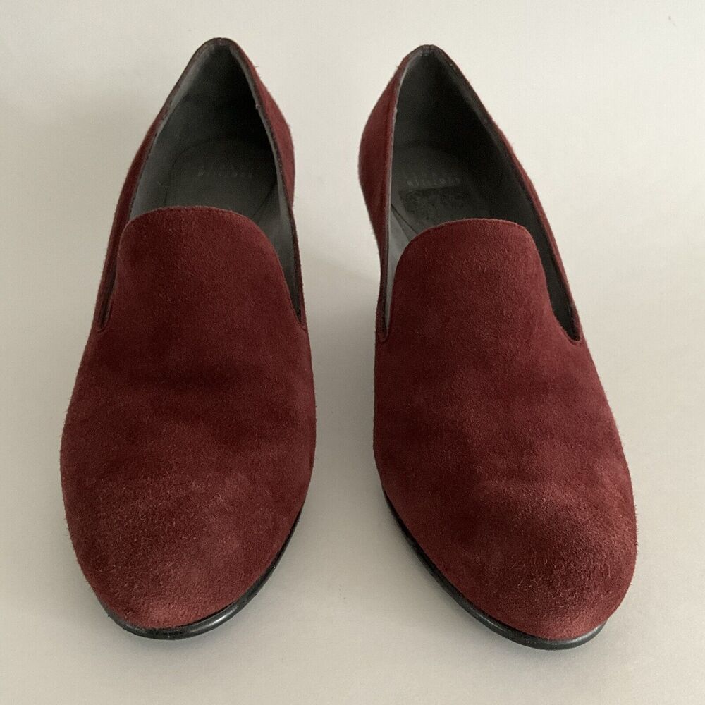 Stuart Weitzman Wedge Burgundy Slip-on Pumps 10 - Picture 4 of 13
